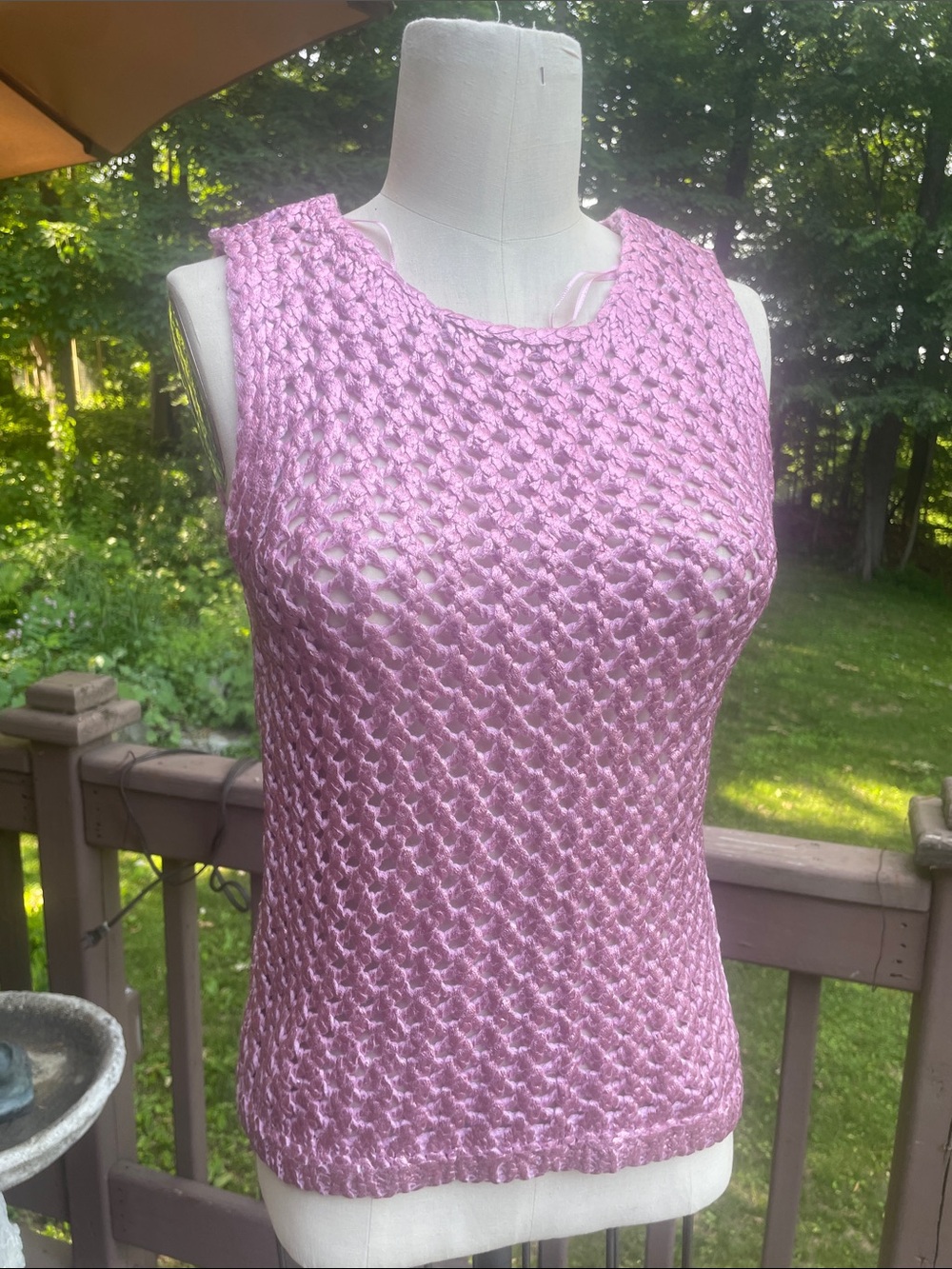 Zara Metallic Purple Crochet Sleeveless Knit Top